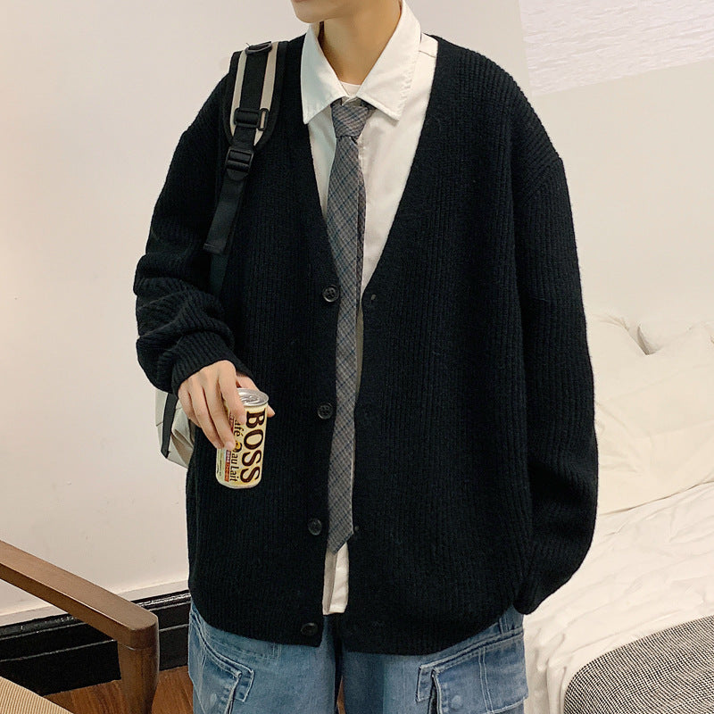 Loose-Fit Ribbed-Knit Open Cardigan in White or Black