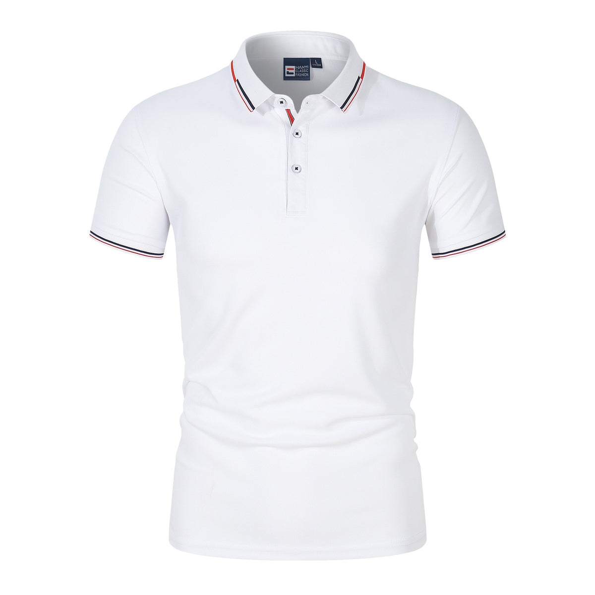 Striped Cotton Polo Shirt with Ribbed Collar and Breathable Piqué Fabric