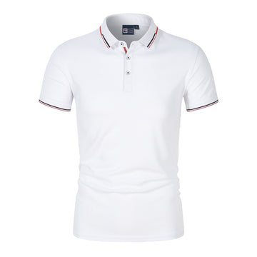 Striped Cotton Polo Shirt with Ribbed Collar and Breathable Piqué Fabric