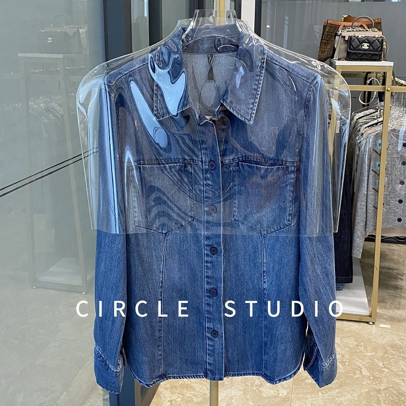 Relaxed-fit Tencel denim shirt with chest pockets