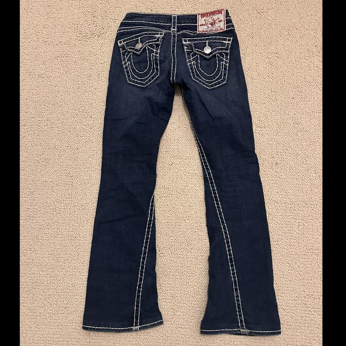 True Religion embroidered washed slim-fit jeans