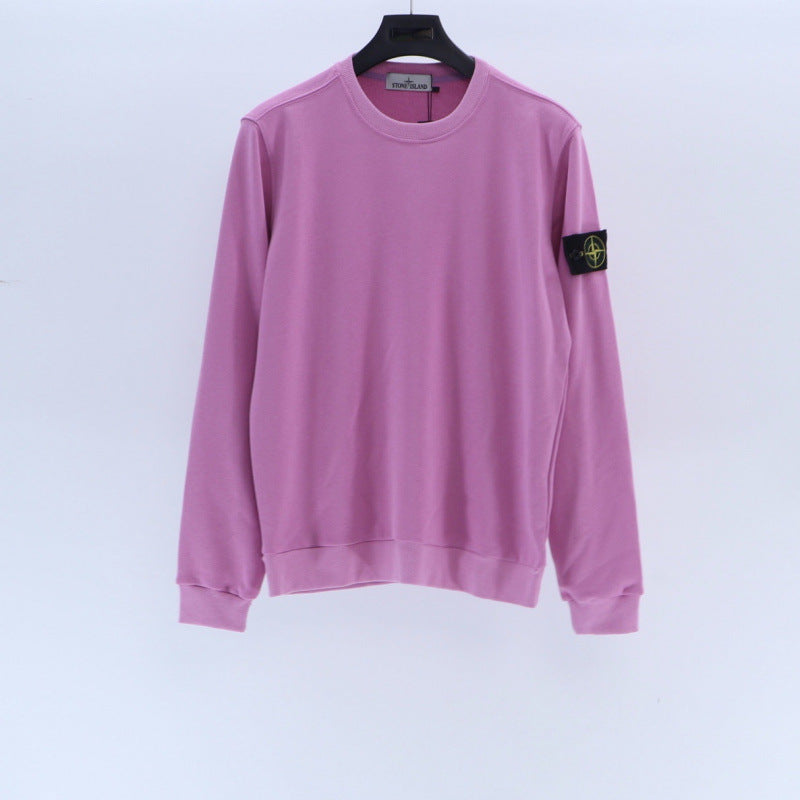 Cotton crewneck sweatshirt with embroidered sleeve badge