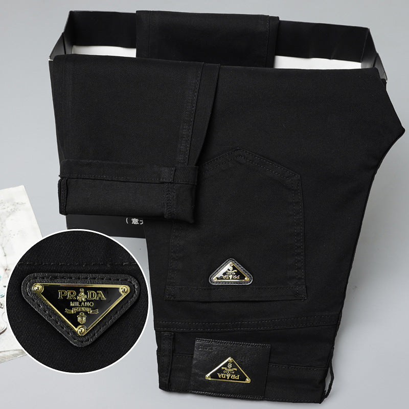 White Stretch Denim Straight-Leg Jeans