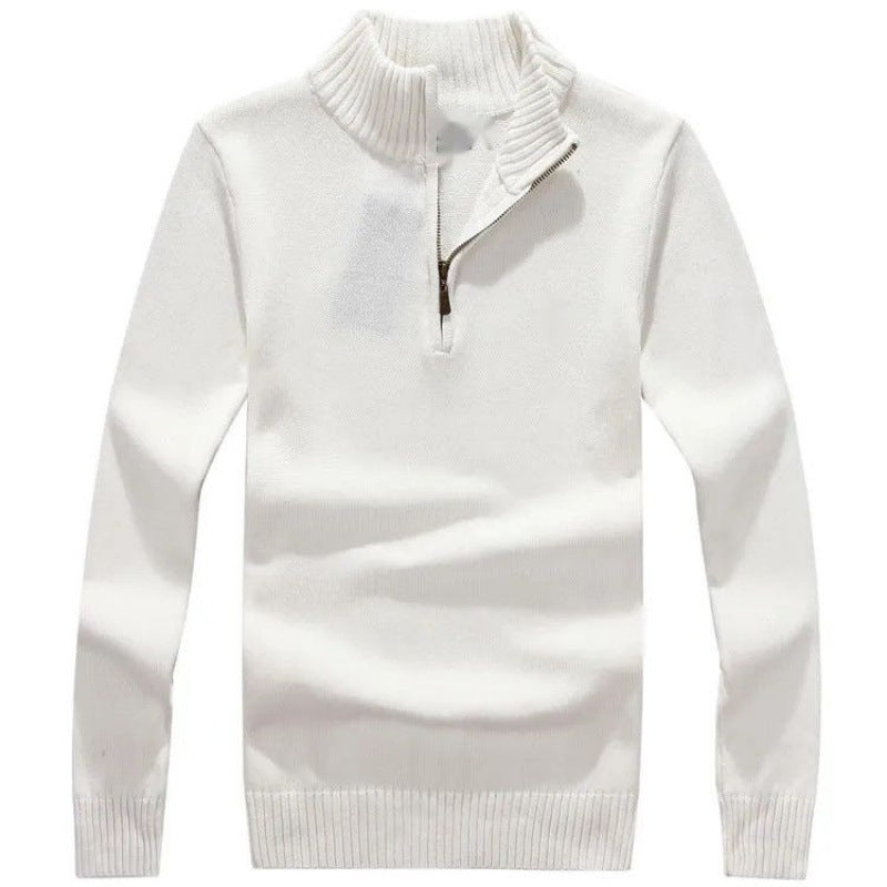 Half-Zip Mock Neck Knit Sweater in Soft Wool Blend