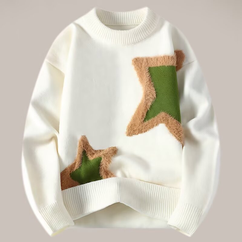Crewneck sweater with embroidered crescent moon detail