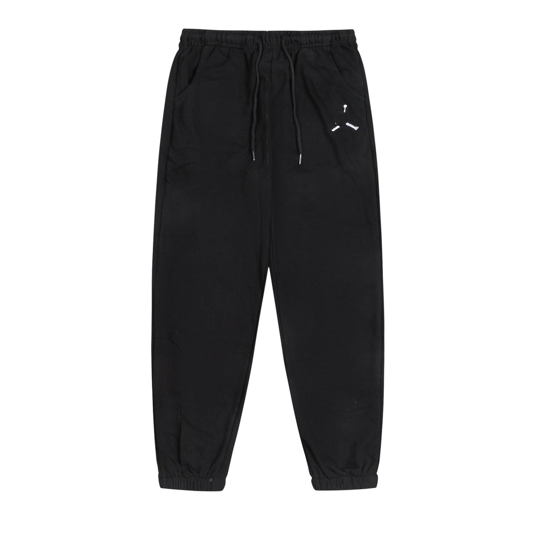 Black and Gray Fleece Joggers with Elastic Waist and Tapered Fit