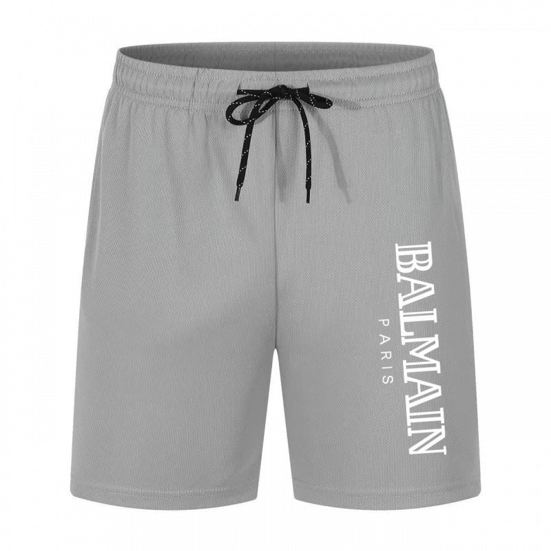 Black and White Printed Drawstring Waist Athletic Shorts