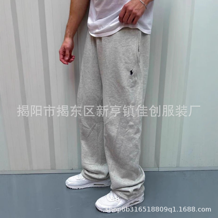 Retro-inspired wide-leg elastic-waist casual pants