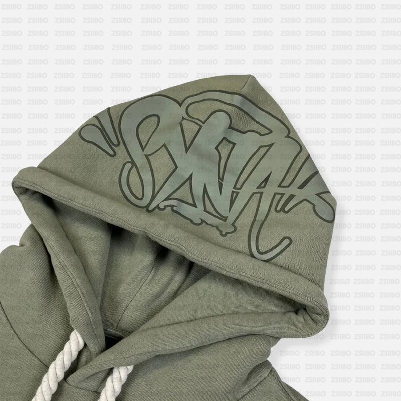 Relaxed-Fit Cotton Blend Hoodie in Solid Gray, Olive, Navy, Red, or Black