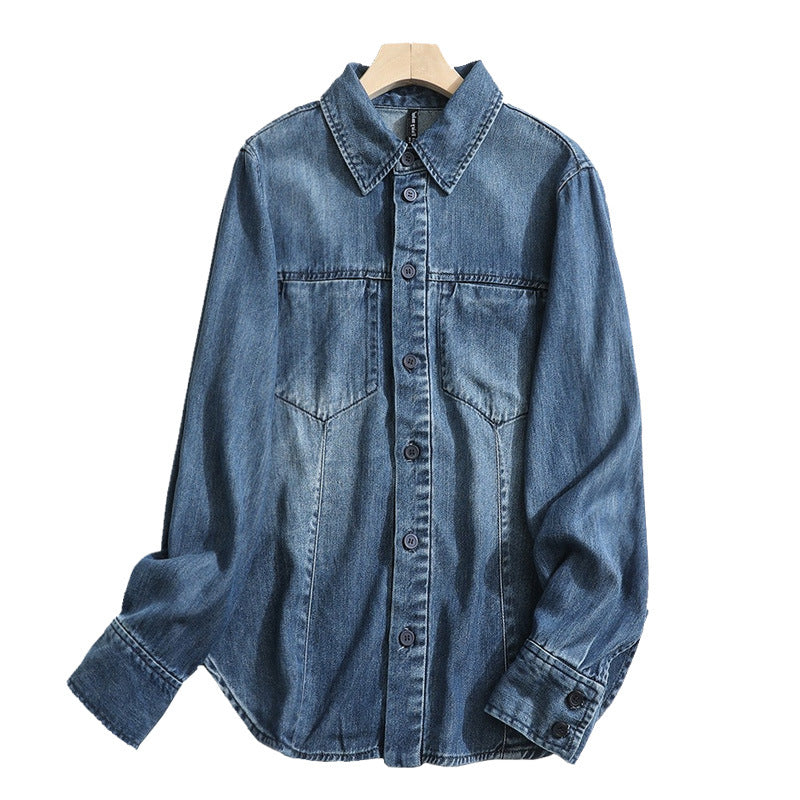 Relaxed-fit Tencel denim shirt with chest pockets