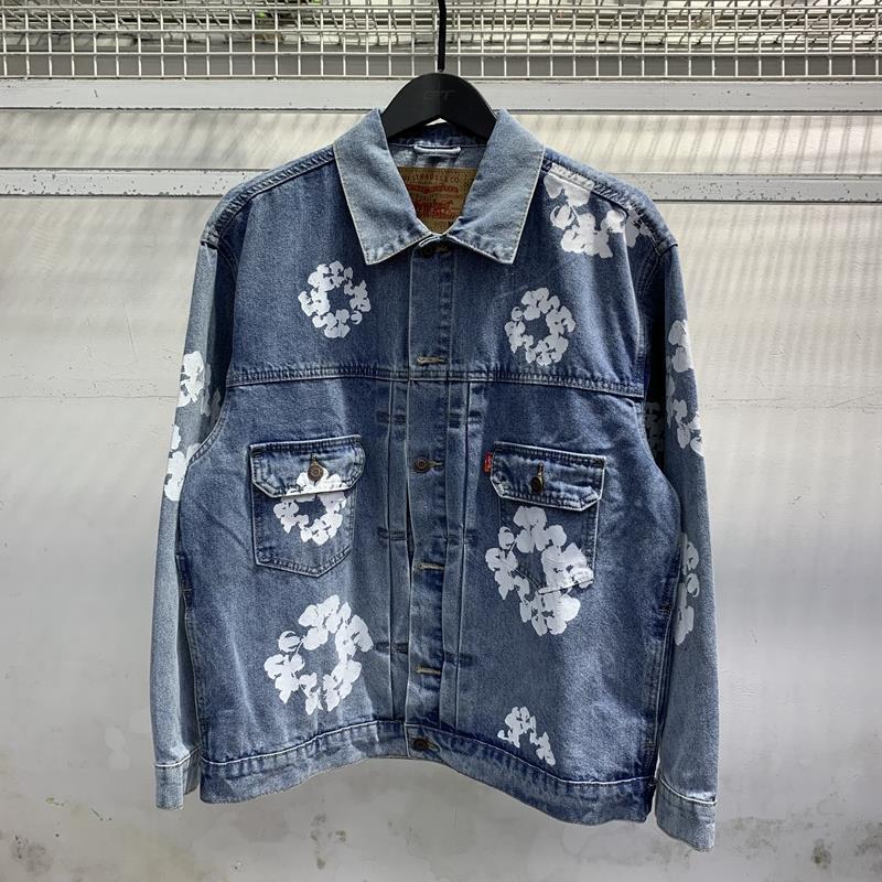 Denim Tears floral-embroidered slim-fit jeans
