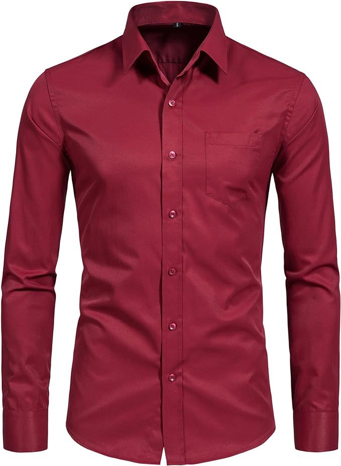Slim-Fit Long-Sleeve Cotton Dress Shirt in Solid Colors