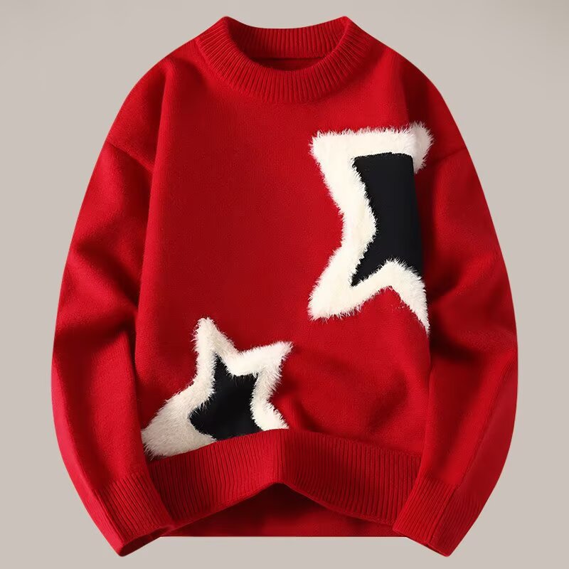 Crewneck sweater with embroidered crescent moon detail