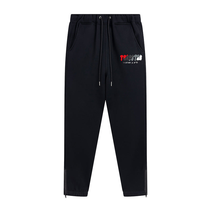 Black and gray embroidered tiger hoodie and jogger set