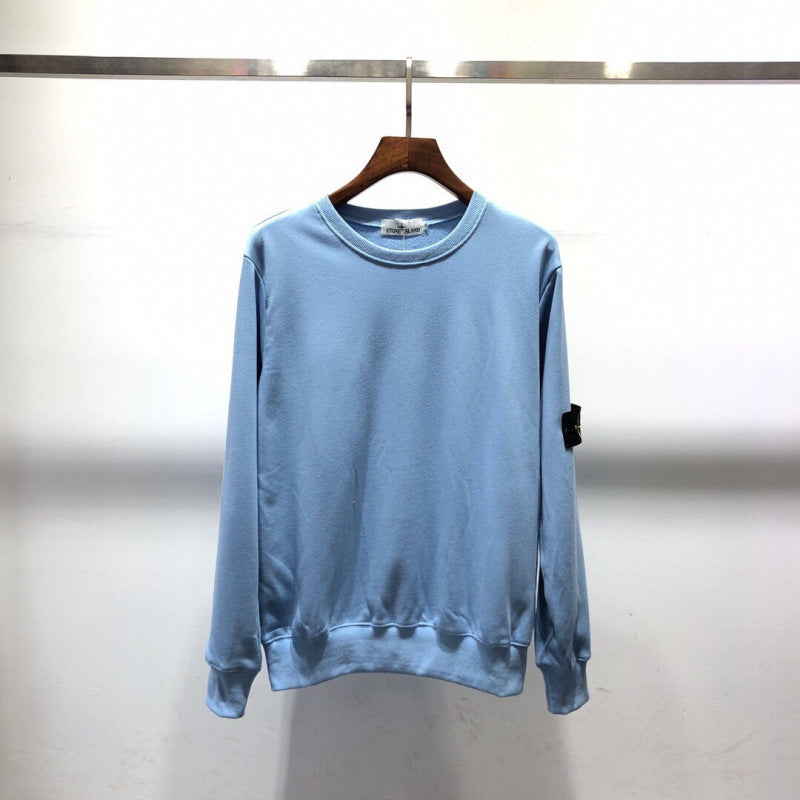 Cotton crewneck sweatshirt with embroidered sleeve badge