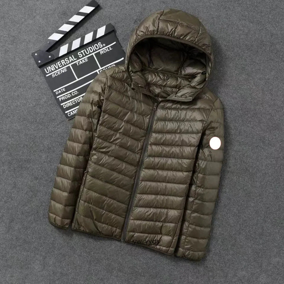 Navy Quilted Hooded Down-Filled Puffer Jacket