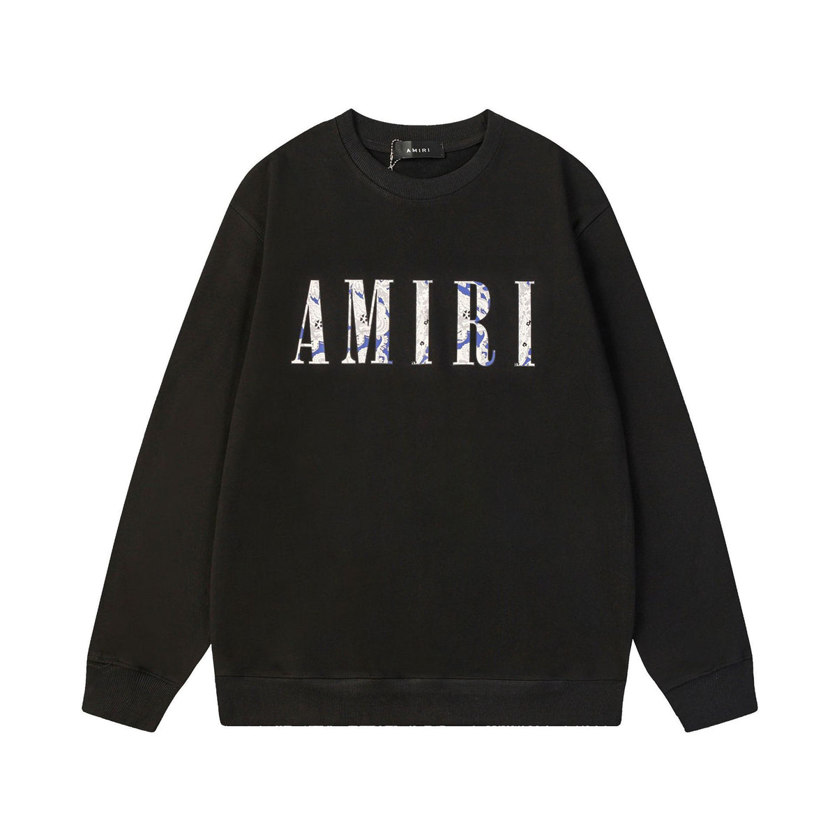 Black White Brown Eagle-Print Heavyweight Crewneck Sweatshirt