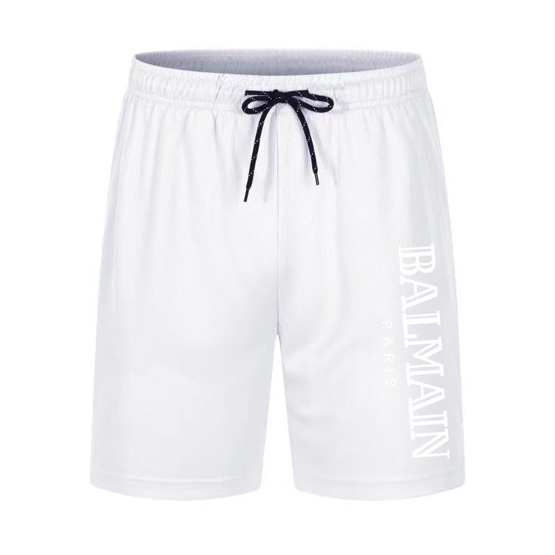 Black and White Printed Drawstring Waist Athletic Shorts