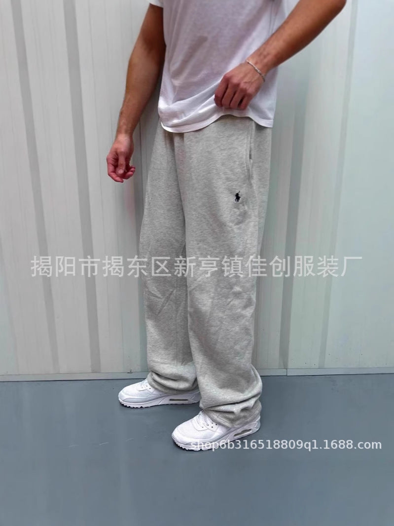 Retro-inspired wide-leg elastic-waist casual pants