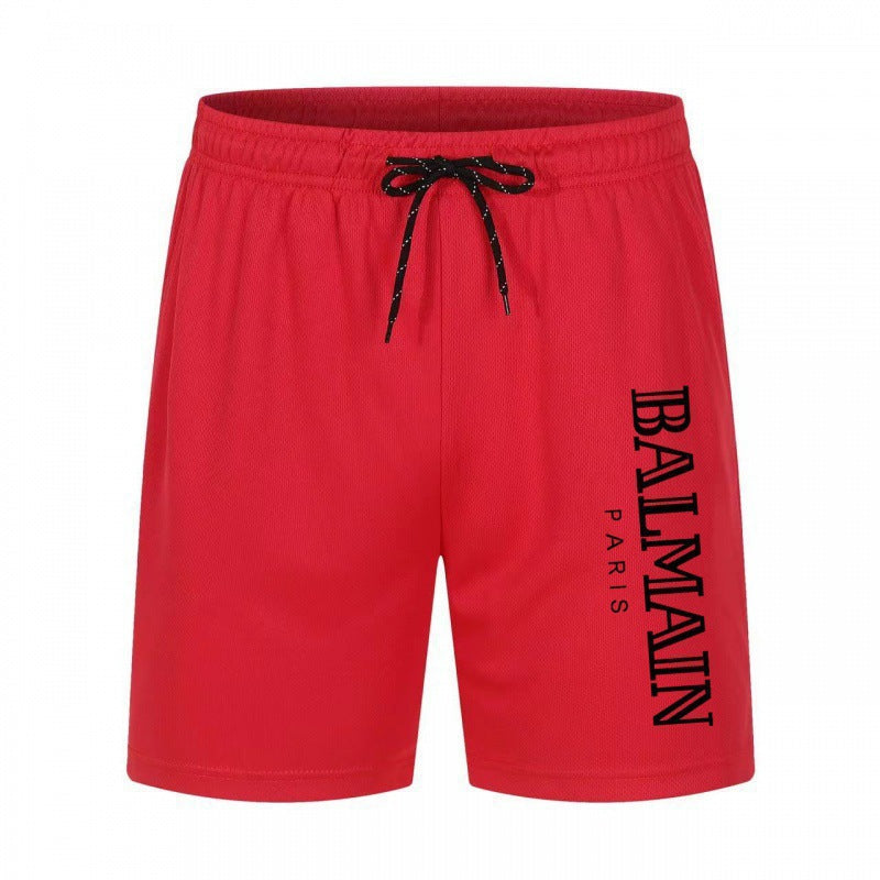 Black and White Printed Drawstring Waist Athletic Shorts