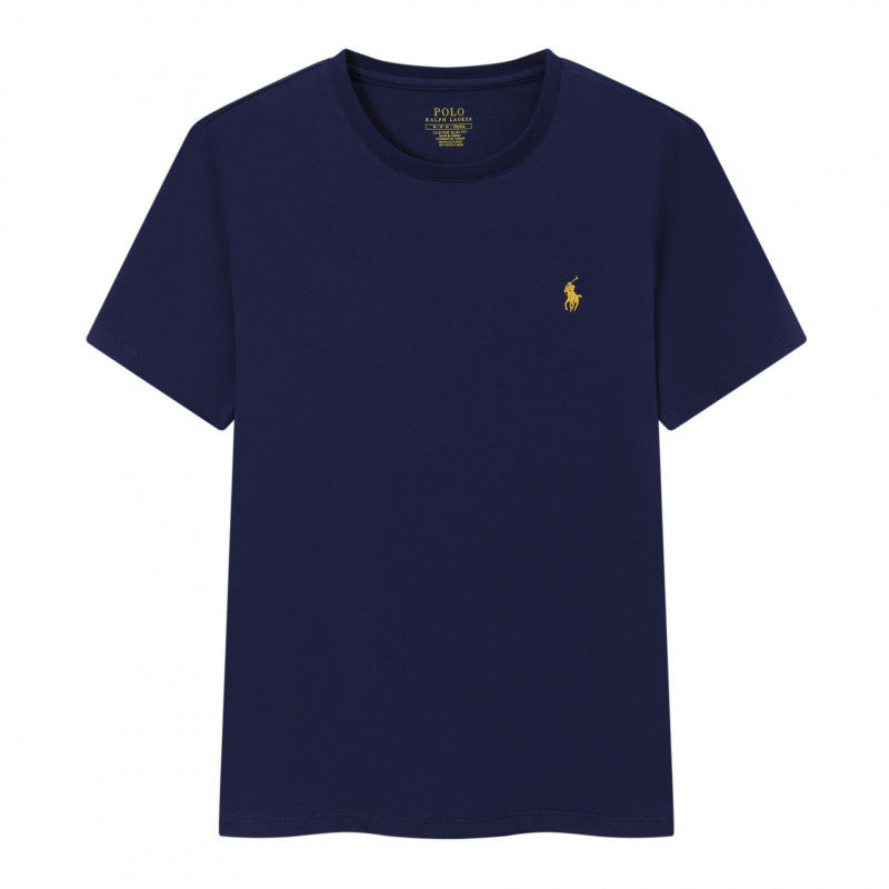 Breathable Cotton Crew Neck T-Shirt in Solid Black, Navy, White, Gray, or Pastel Shades