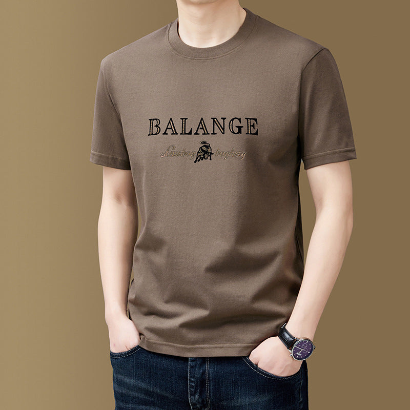 Loose-fit navy cotton-blend short-sleeve crewneck t-shirt with tonal geometric print