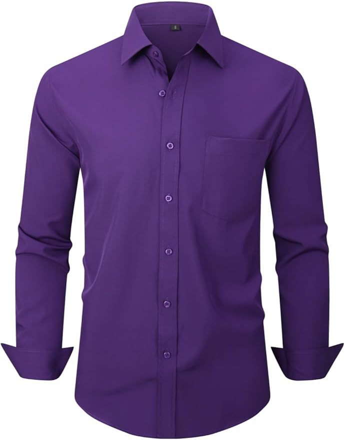 Slim-Fit Long-Sleeve Cotton Dress Shirt in Solid Colors