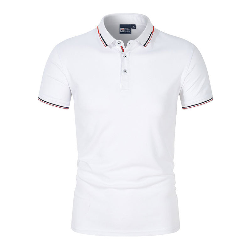 Striped Cotton Polo Shirt with Ribbed Collar and Breathable Piqué Fabric