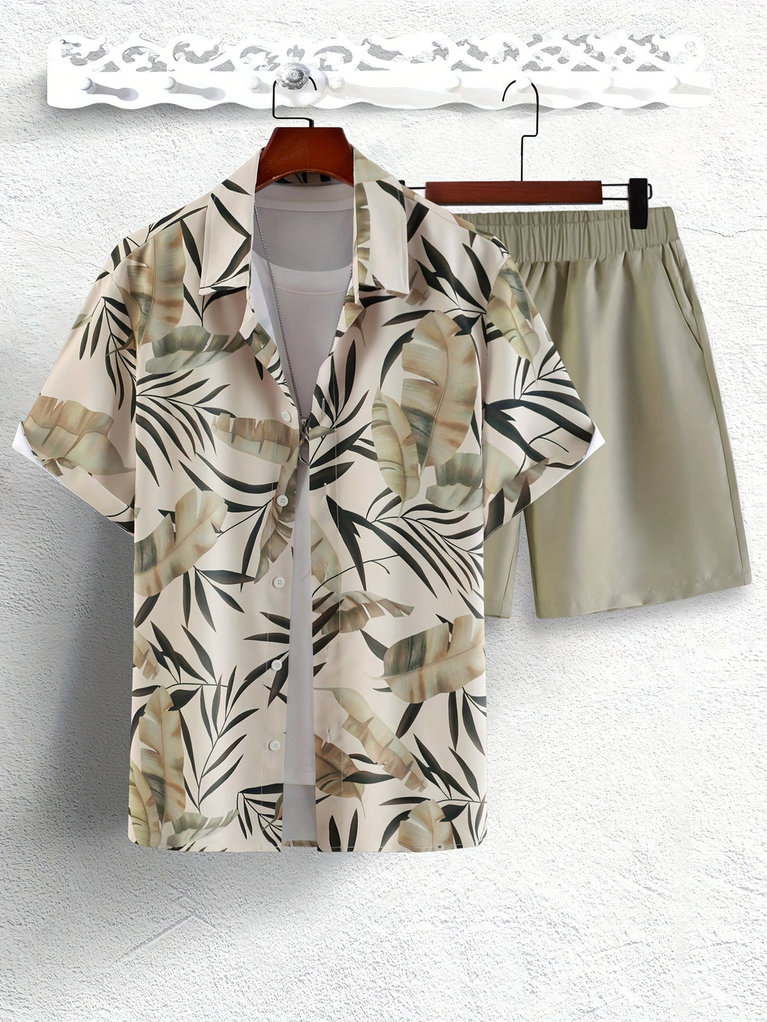 Pastel Striped Short-Sleeve Cotton Button-Up Shirt