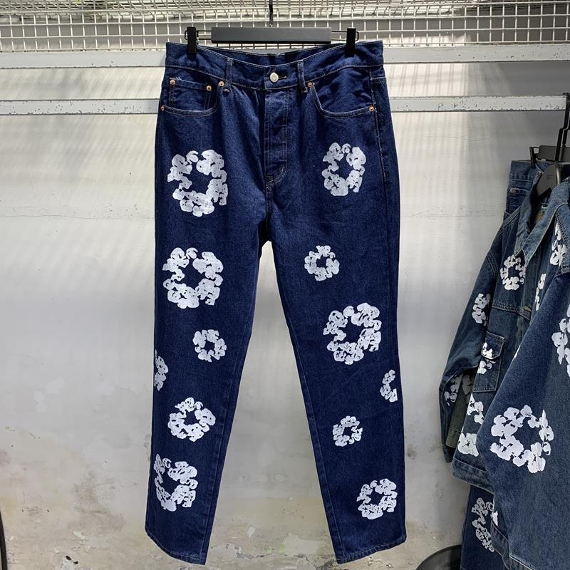 Denim Tears floral-embroidered slim-fit jeans