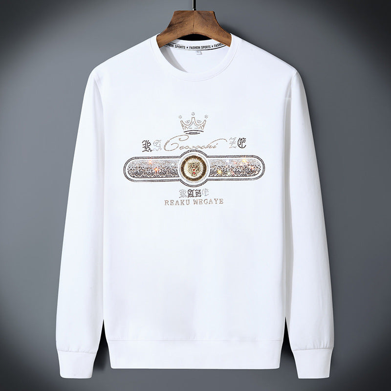Classic crewneck sweatshirt with multicolor check-pattern text detail
