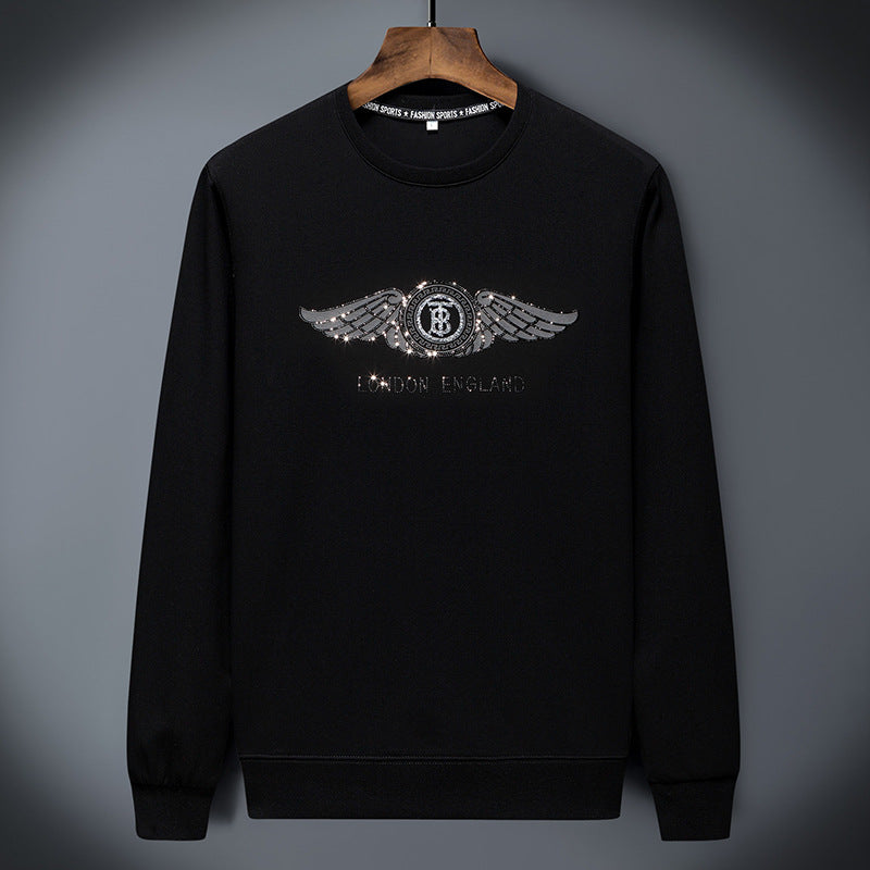 Classic crewneck sweatshirt with multicolor check-pattern text detail