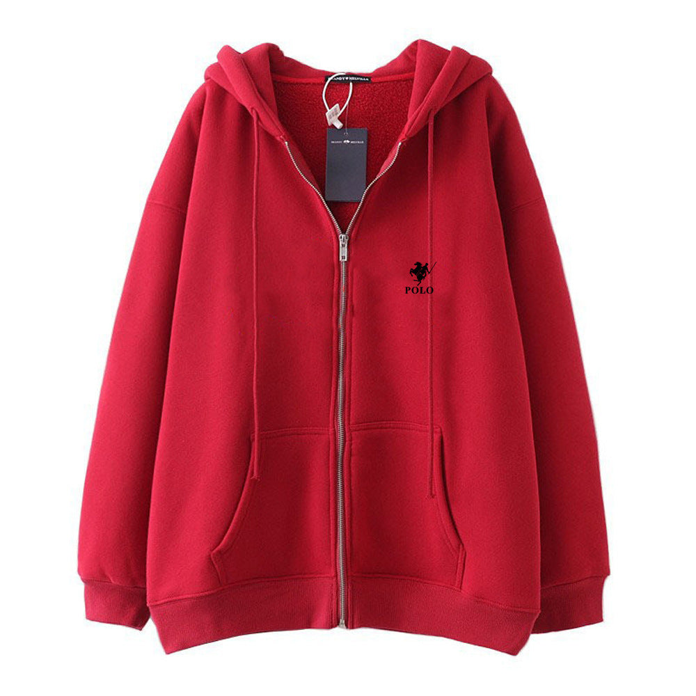 Black Cotton-Blend Relaxed-Fit Full-Zip Hoodie with Kangaroo Pocket