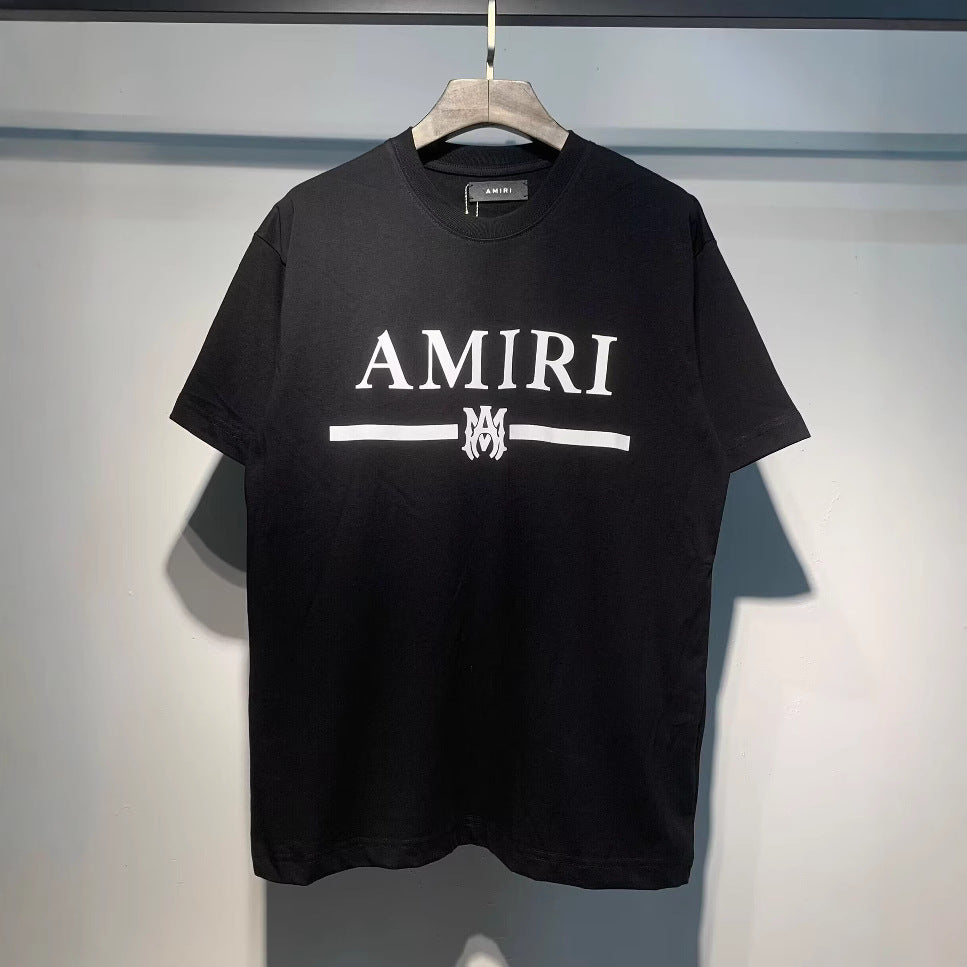 White or Black Short-Sleeve Round-Neck Cotton T-Shirt