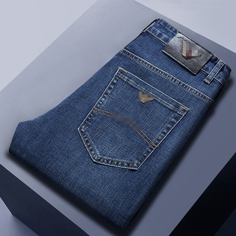 Navy Straight-Leg Lightweight Denim Jeans