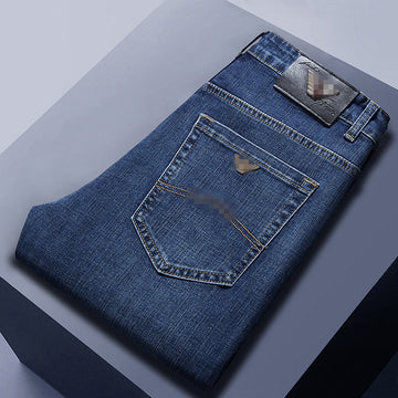 Navy Straight-Leg Lightweight Denim Jeans