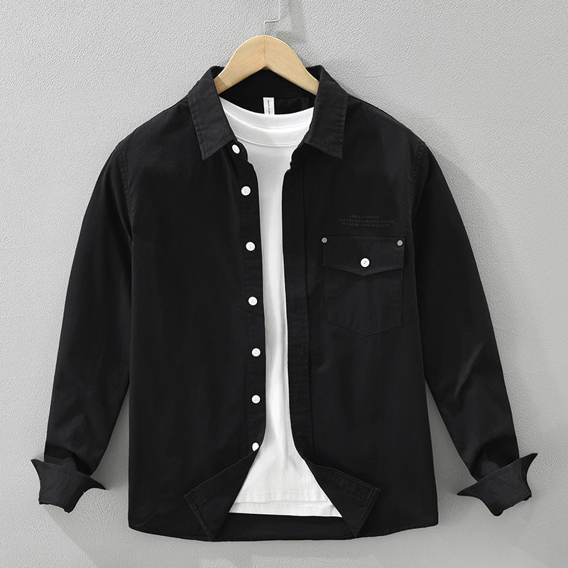 Black or white printed long-sleeve workwear shirt