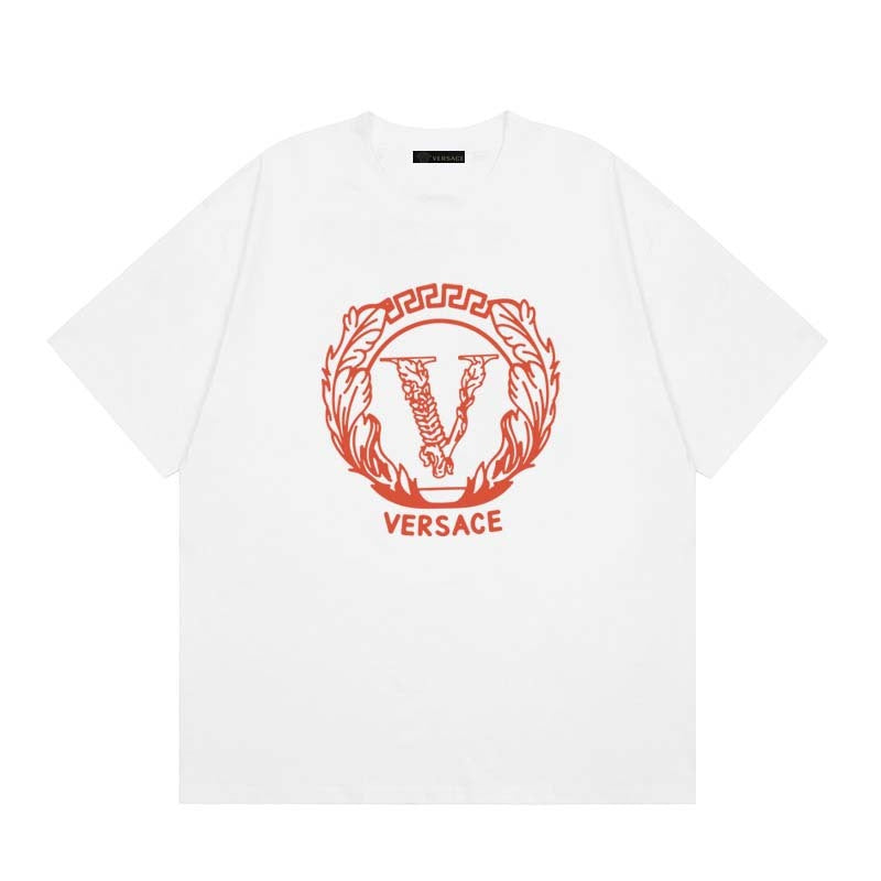Baroque-Printed Cotton Crewneck T-shirt in Black, White, Tan, Beige, or Pink