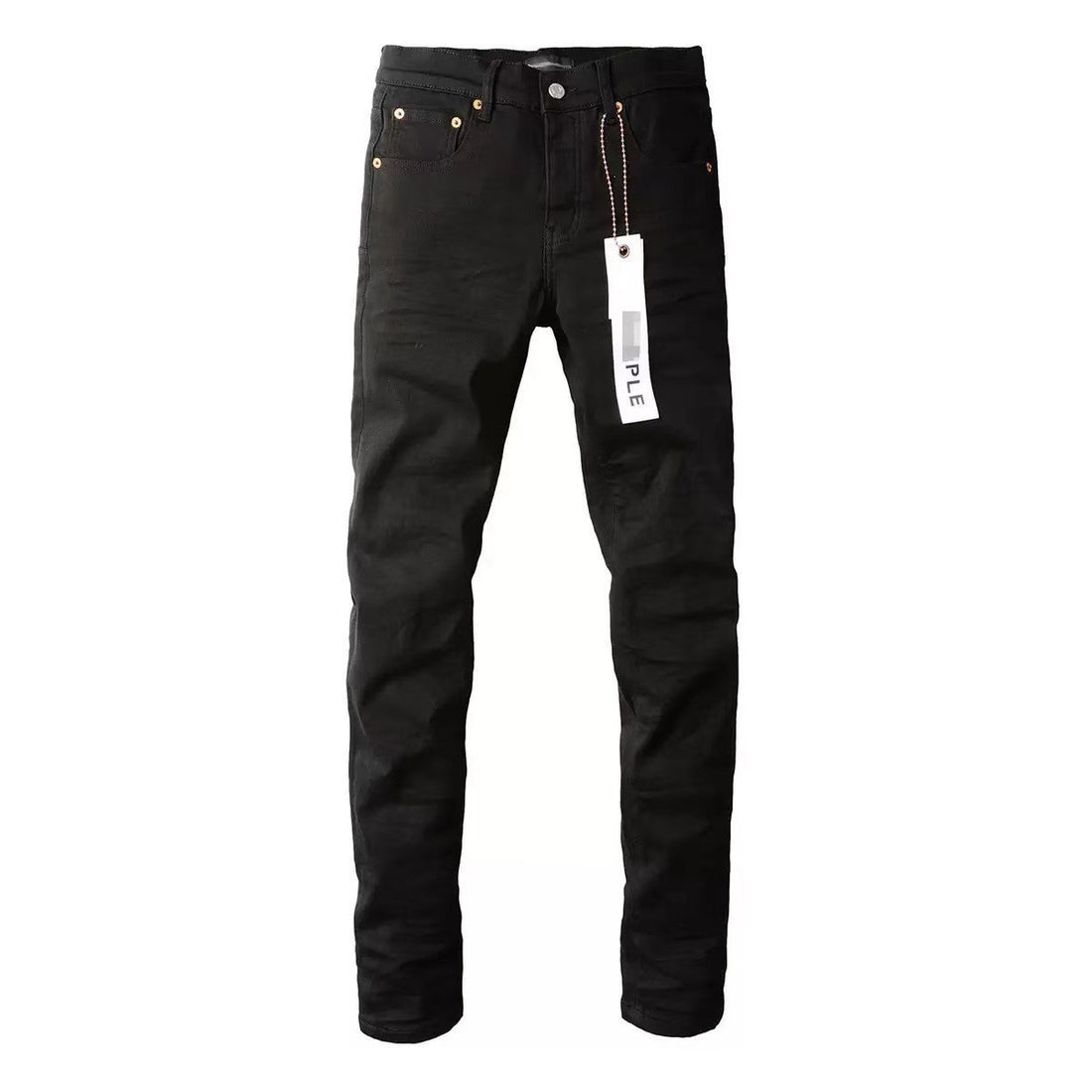 Black Distressed Slim-Fit Stretch Denim Jeans