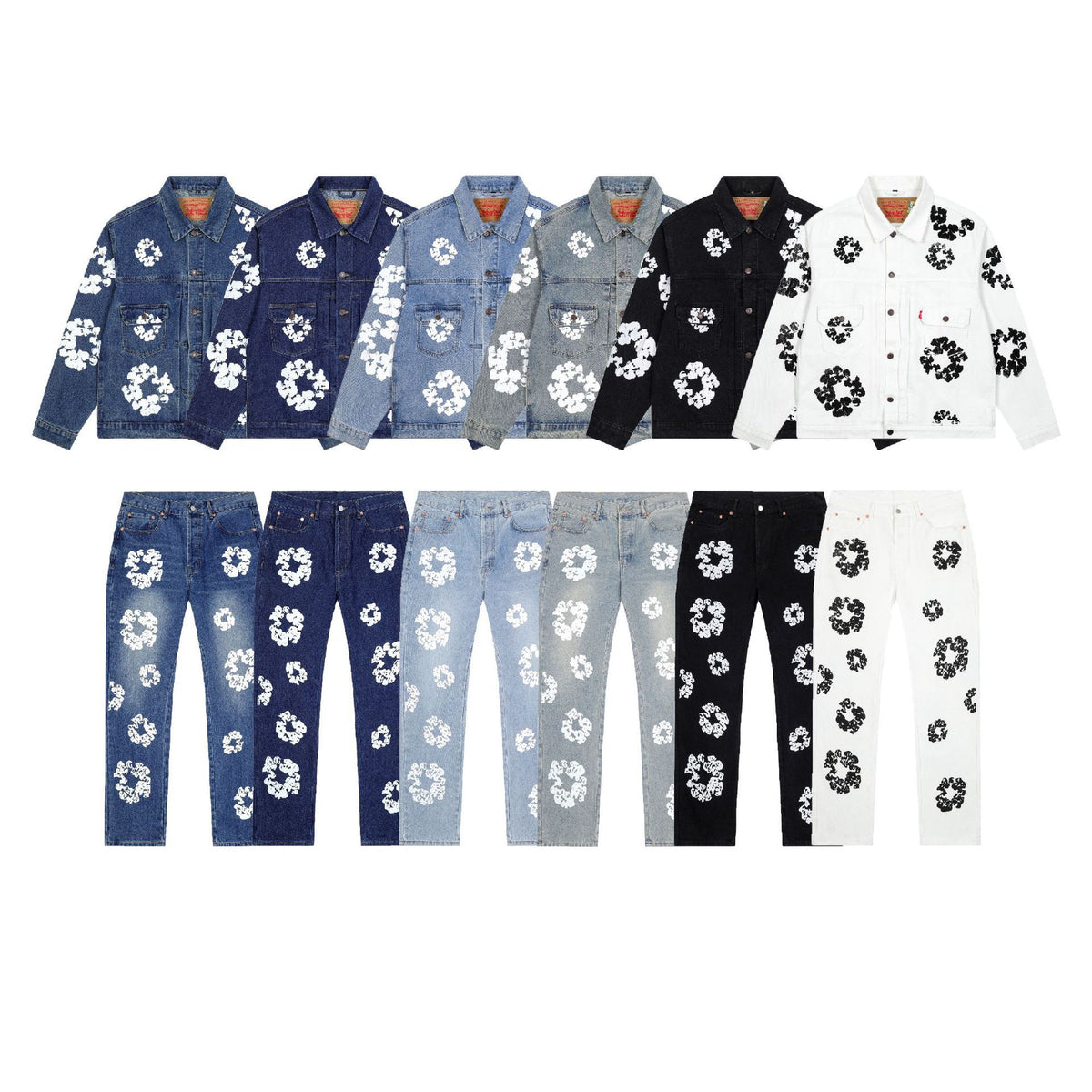 Denim Tears floral-embroidered slim-fit jeans