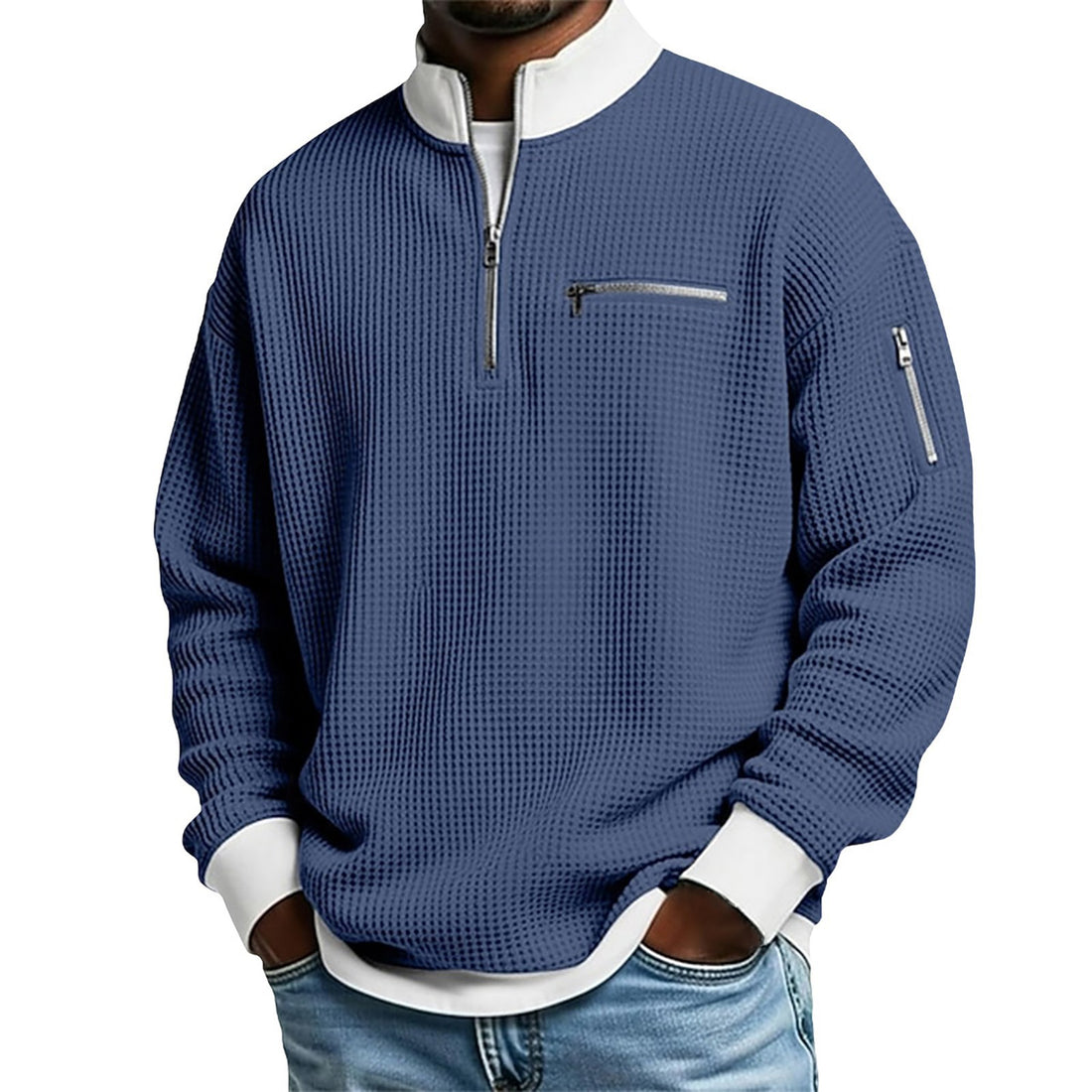 Men's Clothing Texture Jacquard Heavy Round Neck Sweatshirt, New Style In Spring