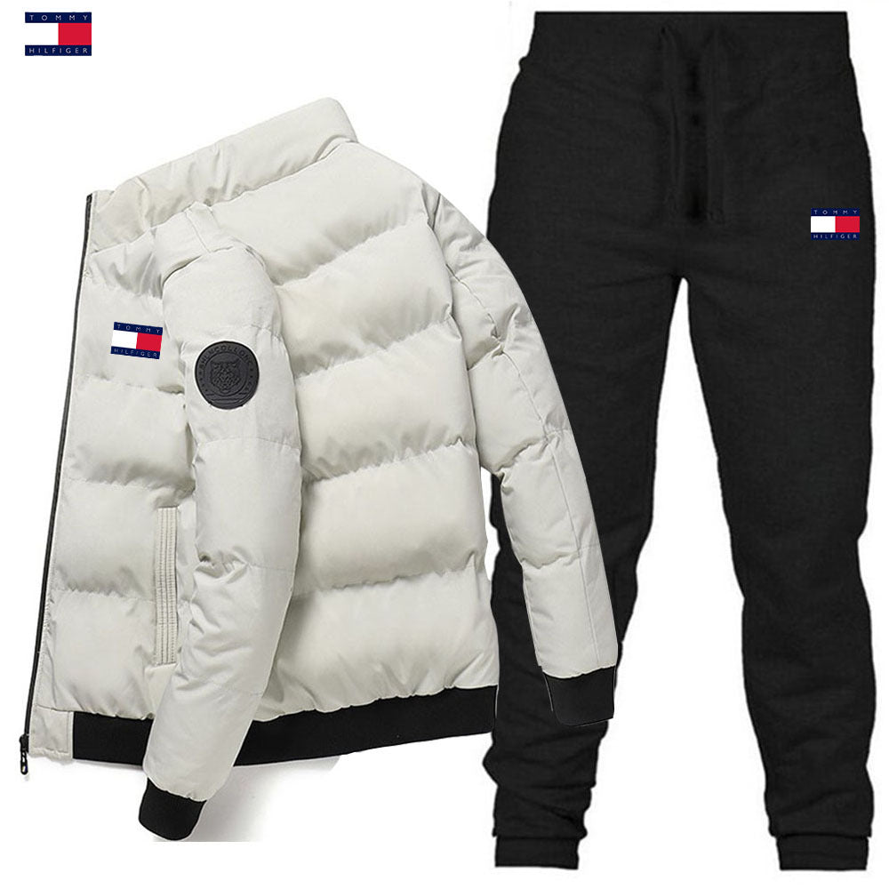 Men's Stand-Collar Padded Winter Jacket - Style Set 2 - Beige