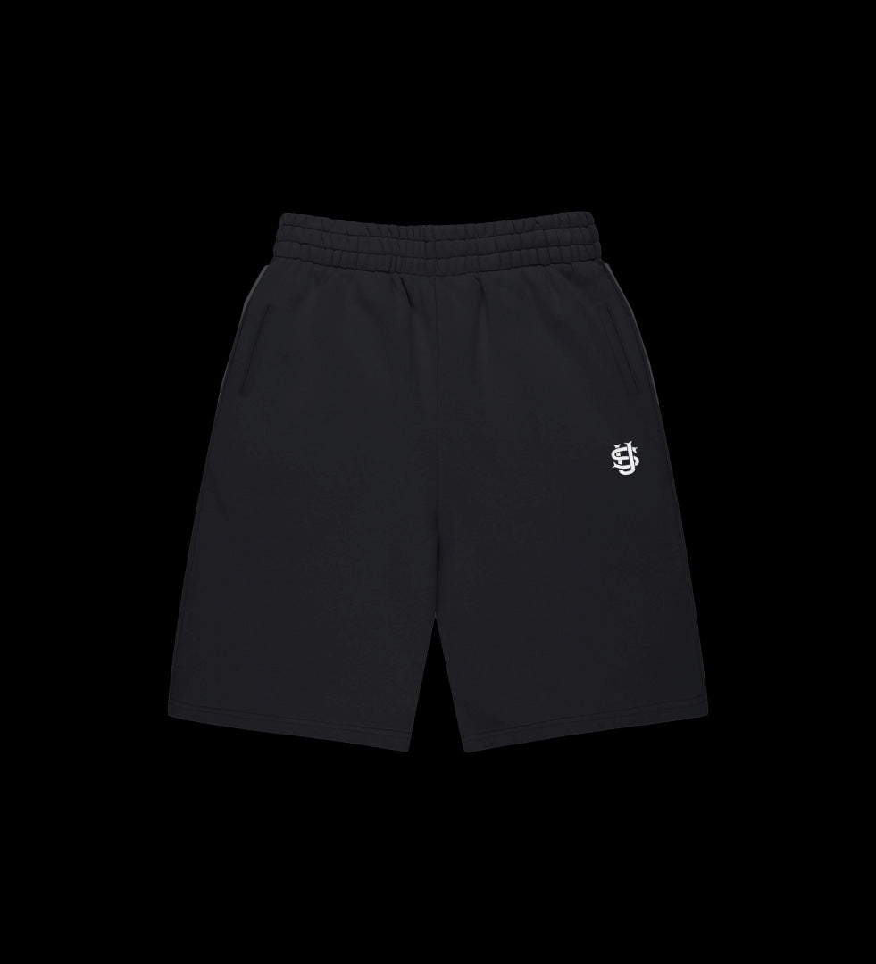 Black Cotton Blend Relaxed Fit Elastic Waist Mid-Rise Casual Shorts