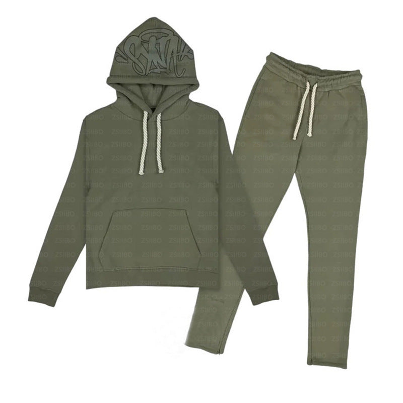 Relaxed-Fit Cotton Blend Hoodie in Solid Gray, Olive, Navy, Red, or Black