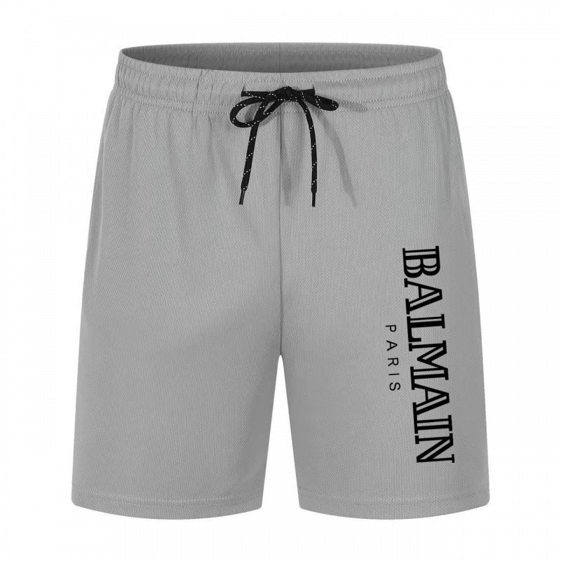 Black and White Printed Drawstring Waist Athletic Shorts