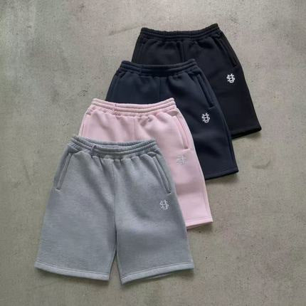 Black Navy Light Gray Pink Elastic Waist Casual Shorts