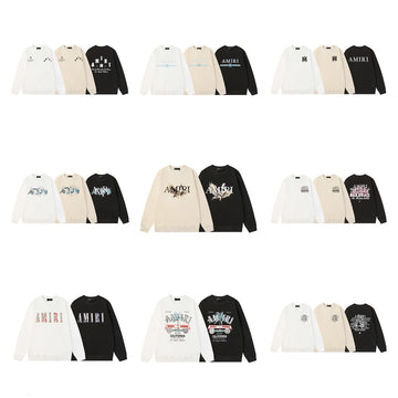 Black White Brown Eagle-Print Heavyweight Crewneck Sweatshirt