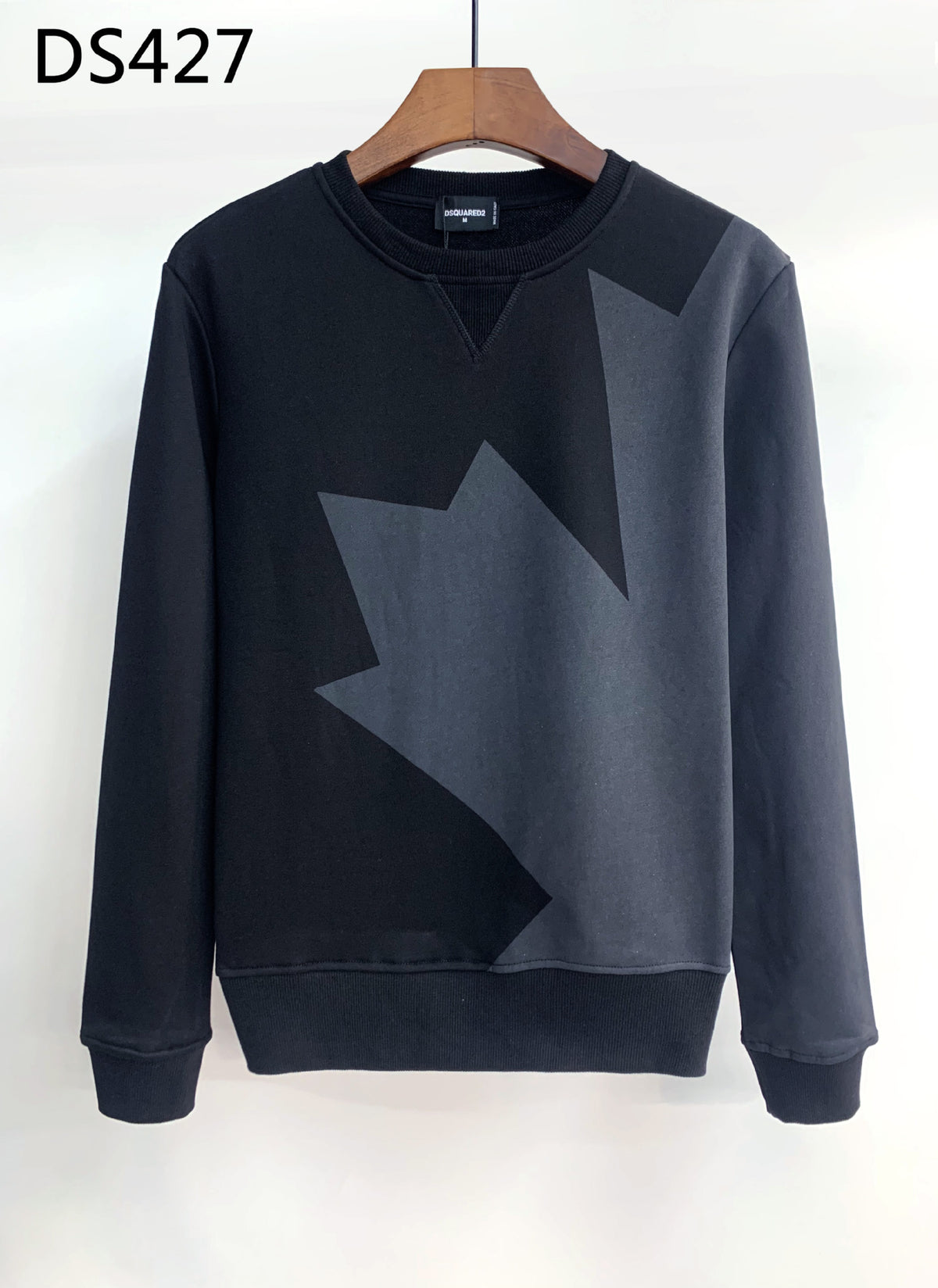 Maple Leaf Print Cotton Crewneck Sweatshirt in White or Black
