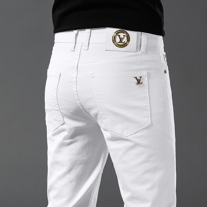 Black and White Slim-Fit Stretch Cotton Jeans