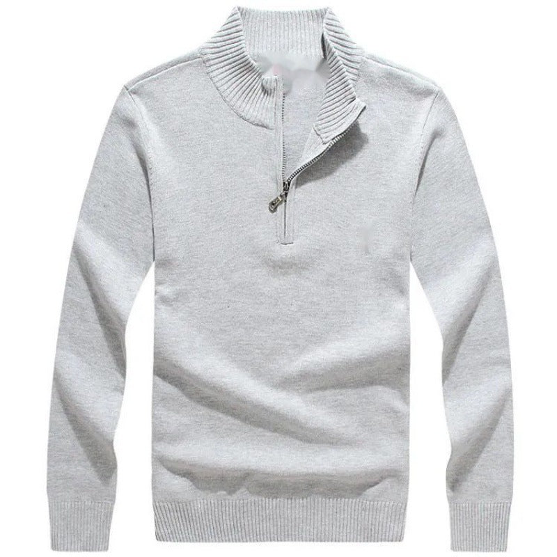 Half-Zip Mock Neck Knit Sweater in Soft Wool Blend